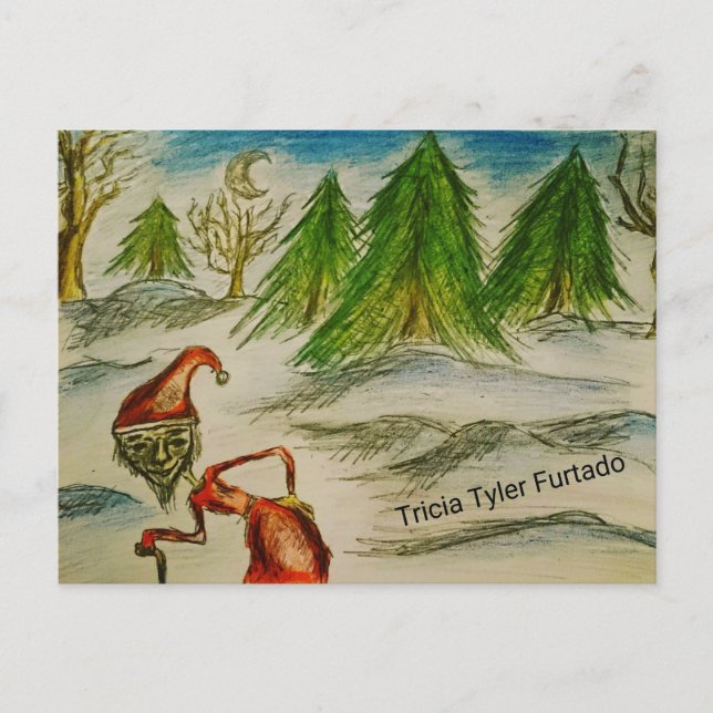 Weird santa painting holiday postcard (Front)