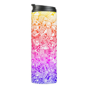 Weird Shapes Detailed Psychedelic Cartoon Thermal Tumbler