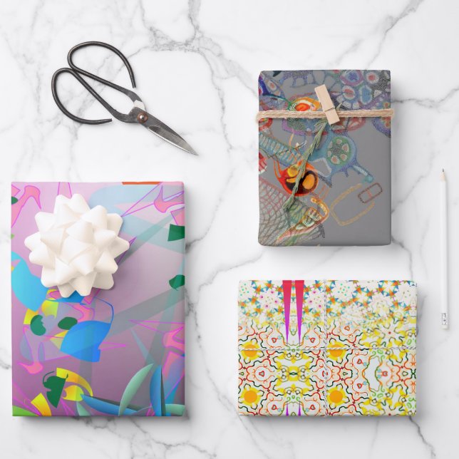 Weird Sisters Wrapping Paper Flat Sheets set of 3 (Front)