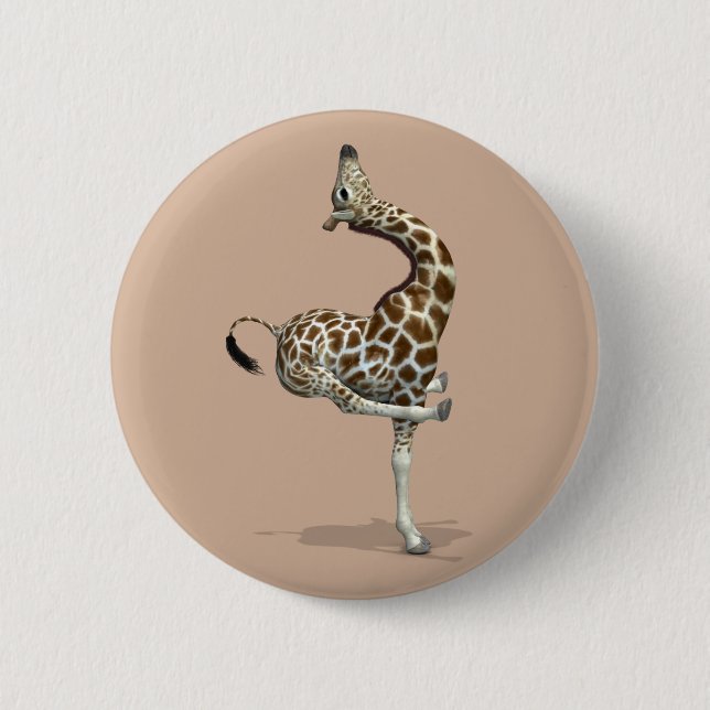 Weird Sportive Giraffe 6 Cm Round Badge (Front)
