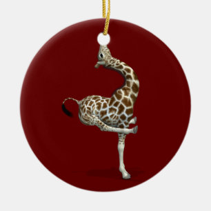 Weird Sportive Giraffe Ceramic Tree Decoration