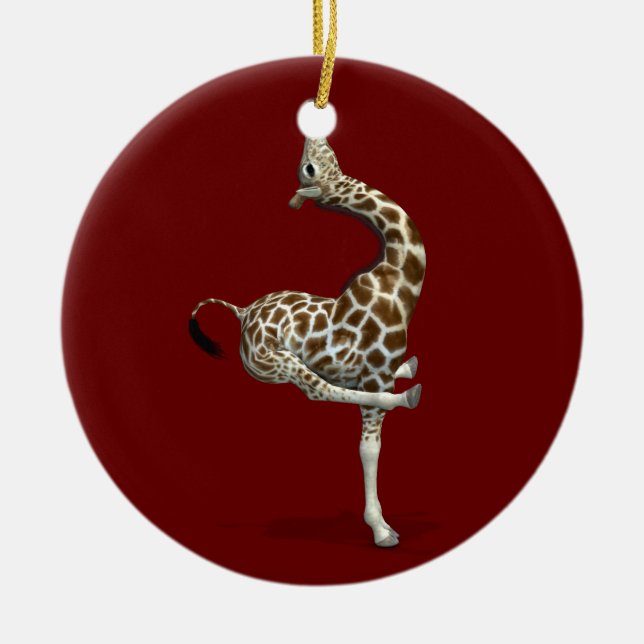 Weird Sportive Giraffe Ceramic Tree Decoration (Front)