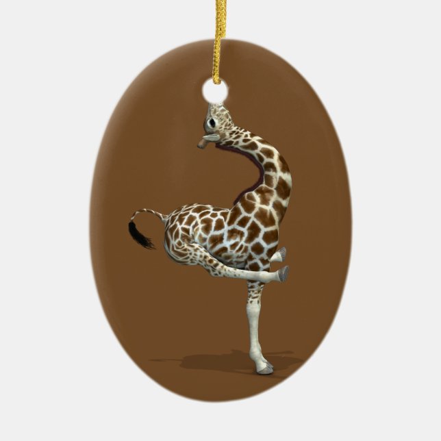 Weird Sportive Giraffe Ceramic Tree Decoration (Front)