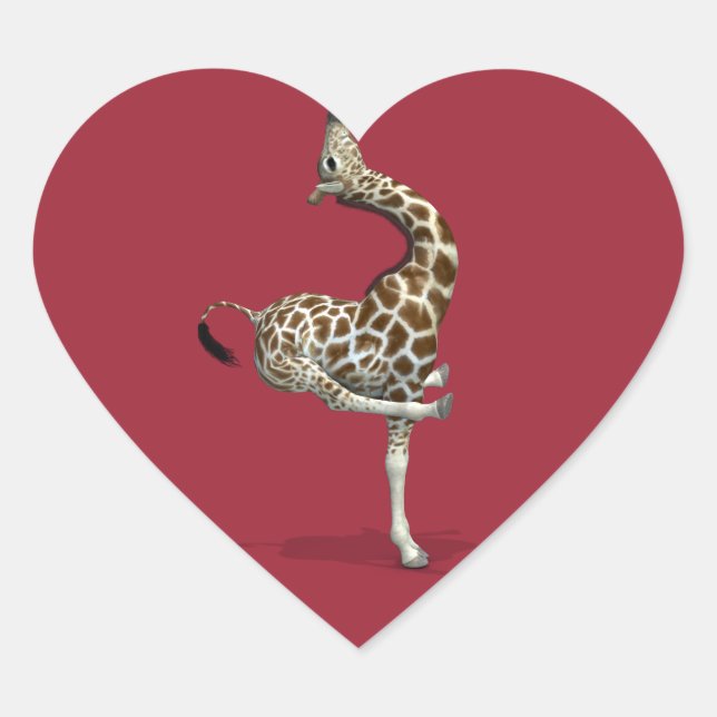 Weird Sportive Giraffe Heart Sticker (Front)