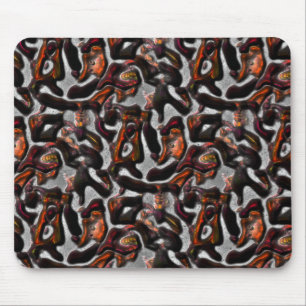 Weird stained red to coral texture carved in grey mouse mat