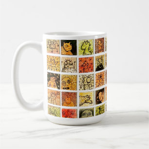 Weird Strange Cartoon Faces Color Squares Coffee Mug