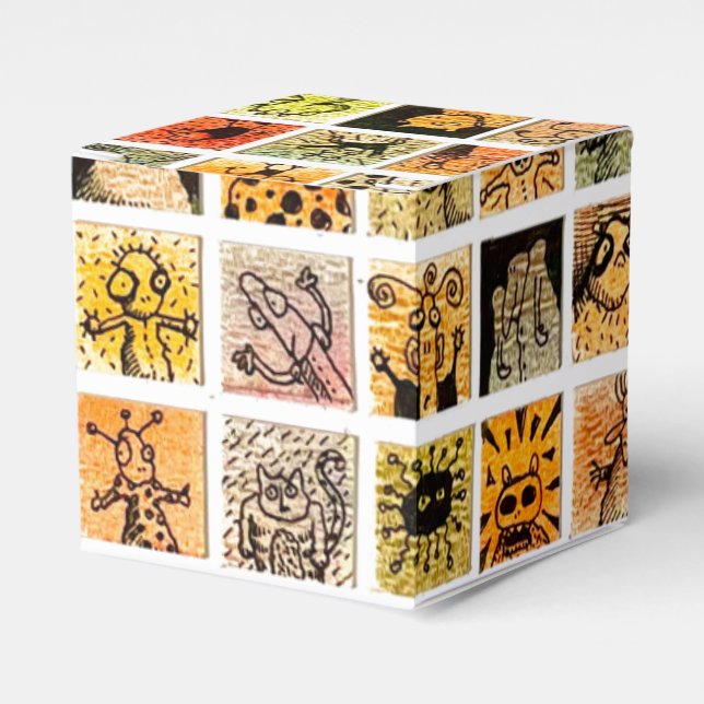 Weird Strange Cartoon Faces Odd Critters Favour Box (Front Side)