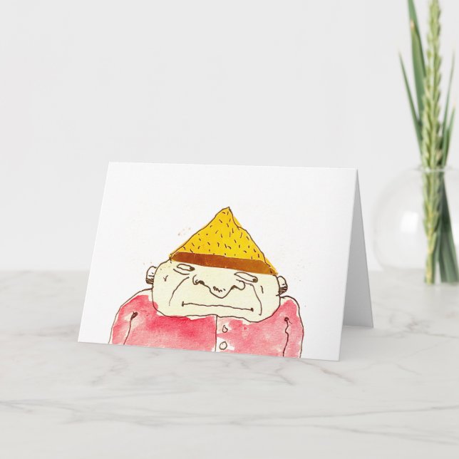 Weird Strange Cartoon Guy Folded Greeting Card (Front)