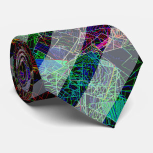 Weird stripes, colourful strange lines and squares tie