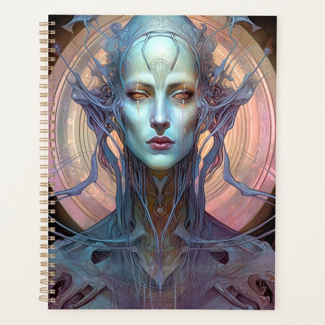Weird Surreal Alien Woman Art Planner (Front)