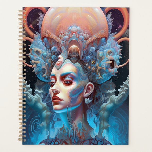 Weird Surreal Alien Woman Art Planner (Front)