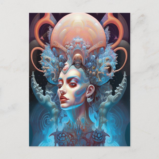 Weird Surreal Alien Woman Art Postcard (Front)