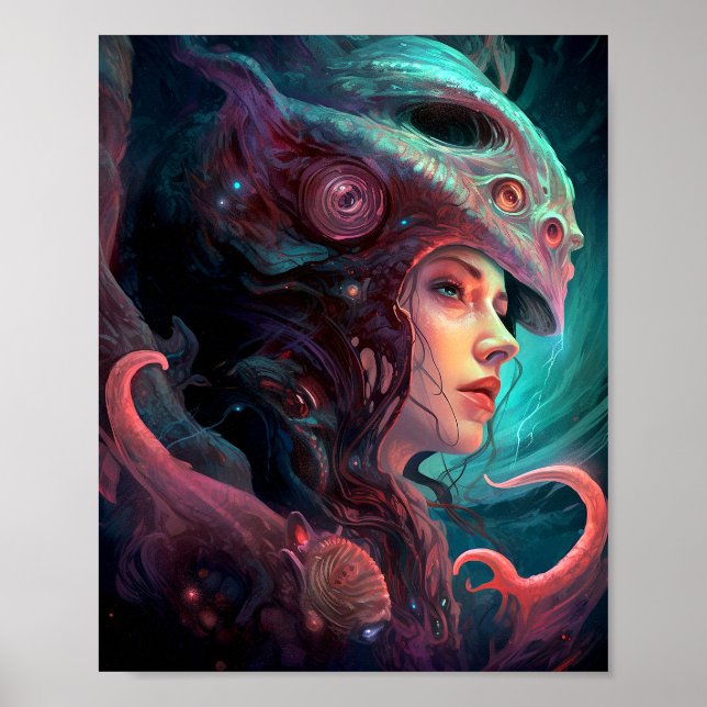 Weird Surreal Alien Woman Art Poster (Front)