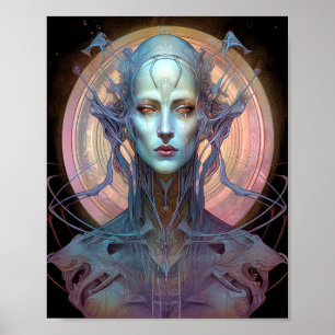 Weird Surreal Alien Woman Art Poster