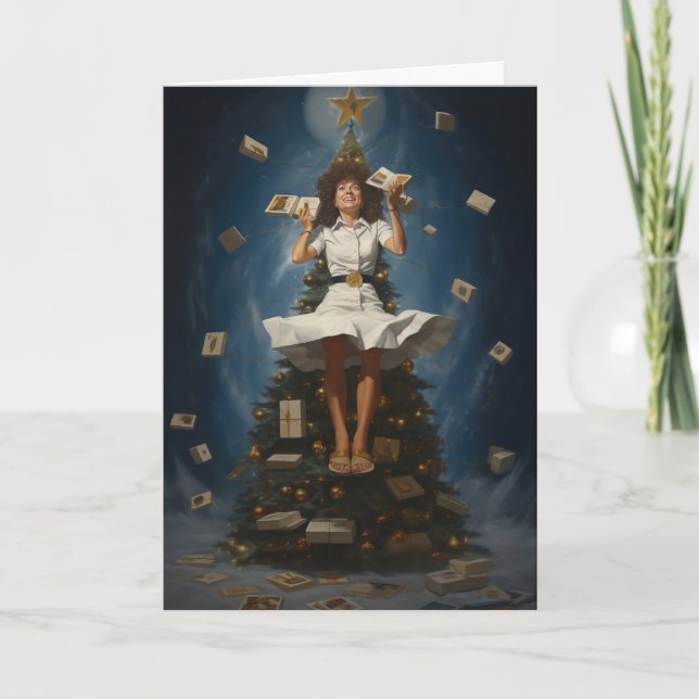 Weird Surreal Woman Christmas Card (Front)