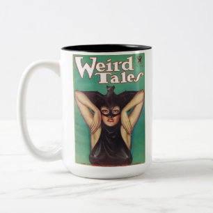 Weird Tales Magazine Woman Dressed Like a Bat Two-Tone Coffee Mug
