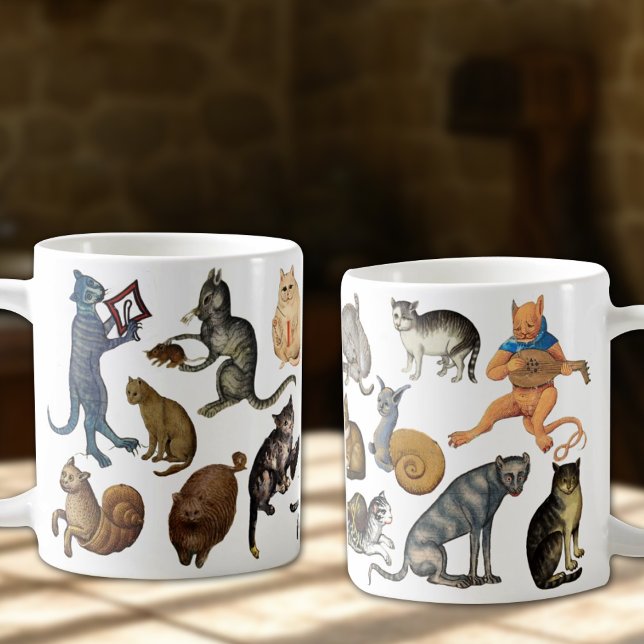 Weird Ugly Mediaeval Cats Coffee Mug (Creator Uploaded)