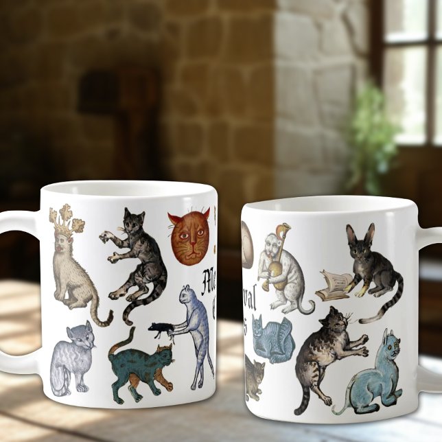 Weird Ugly Mediaeval Cats Coffee Mug (Creator Uploaded)