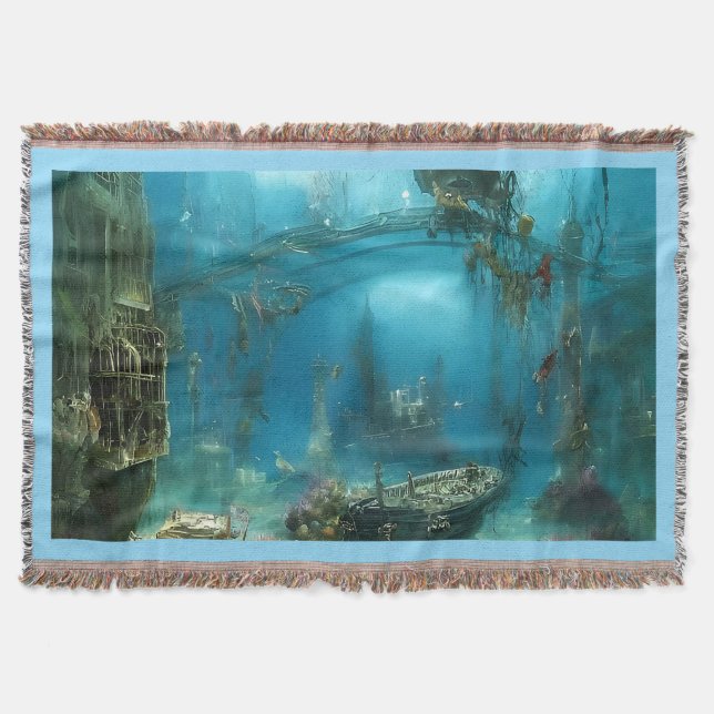 Weird underwater habitat clear blue throw blanket (Front)