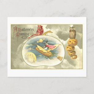 Weird Vintage Halloween Witch Postcard