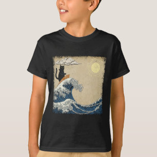 Weird Vintage With A Cat Surfing On Waves For Men T-Shirt