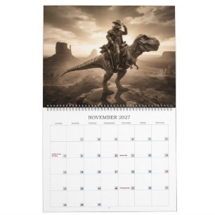 Weird West Alien Cowboy Dinosaur Calendar