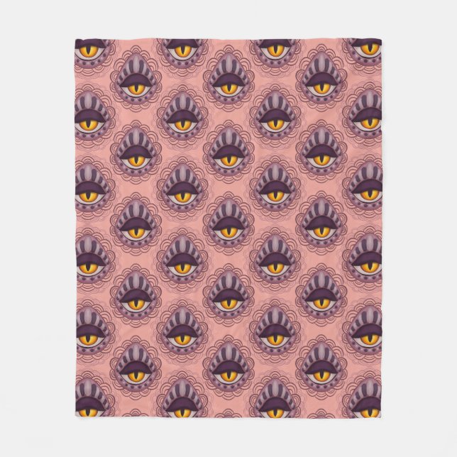 Weird Whimsical Spooky Eye Fleece Blanket (Front)