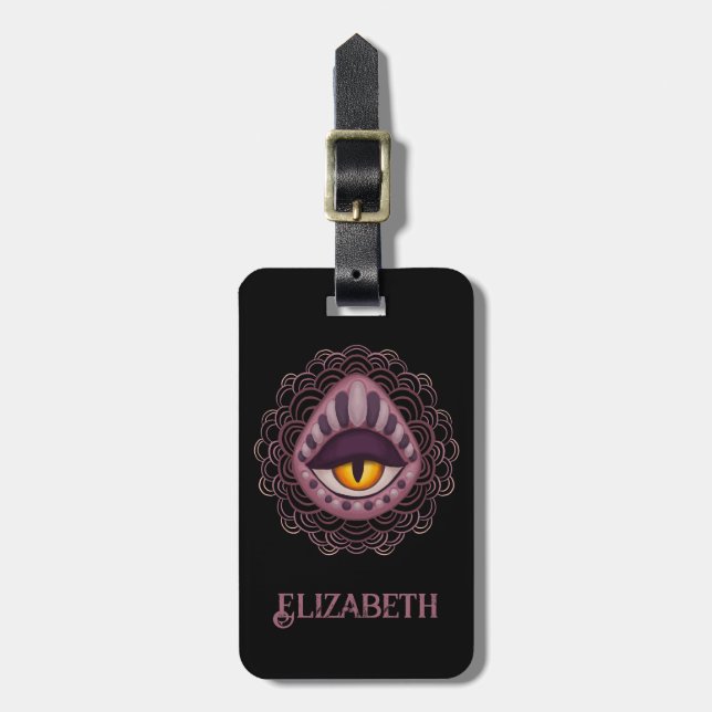 Weird Whimsical Spooky Eye Luggage Tag (Front Vertical)