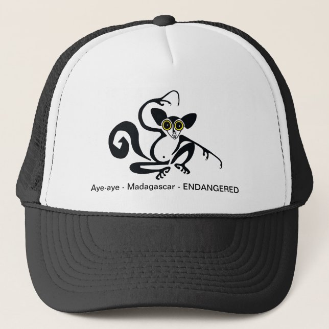 Weird Wildlife -Hand drawn AYE-AYE -Lemur  Primate Trucker Hat (Front)