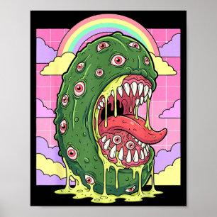 Weirdcore aesthetic kawaii pickle eyeballs poster