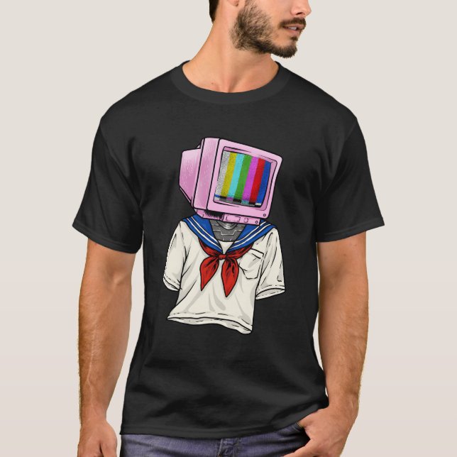Weirdcore Aesthetic Object Tv Head Dreamcore Anime T-Shirt (Front)
