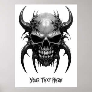 Weirdcore custom Spiky Skull Grey Poster