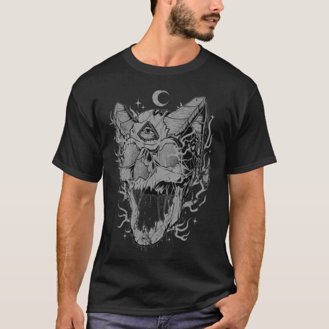 Weirdcore Devil Skull Illuminati Eye Surreal 666 S T-Shirt (Front)
