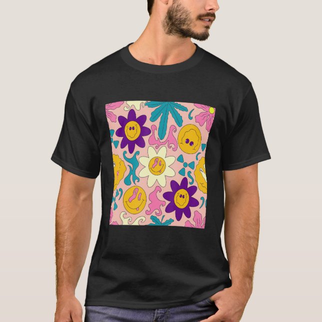 Weirdcore Kidcore Aesthetic Trippy Smile Happy Fac T-Shirt (Front)