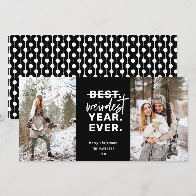 Weirdest Year Ever 2020 Humour Black Holiday Card (Front/Back)