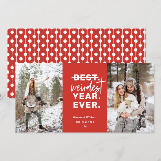 Weirdest Year Ever 2021 Humor Red Holiday Card (Front/Back)