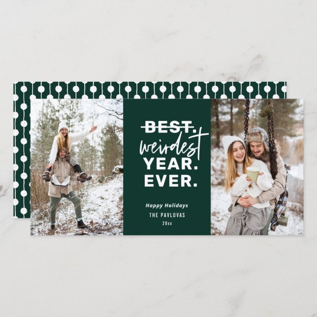 Weirdest Year Ever 2021 Humour Green Holiday Card (Front/Back)