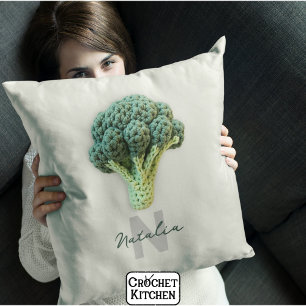 Weirdly Elegant Minimalist Crochet Broccoli Name Cushion