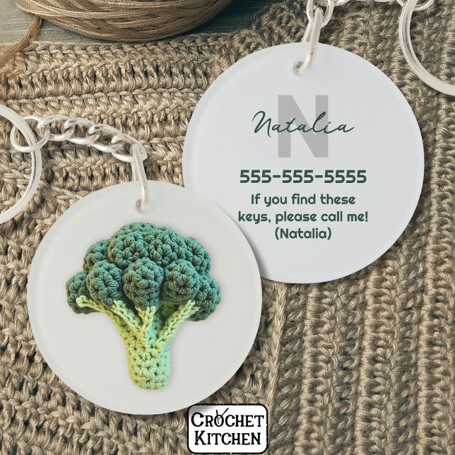 Weirdly Elegant Minimalist Crochet Broccoli Name  Key Ring (Creator Uploaded)