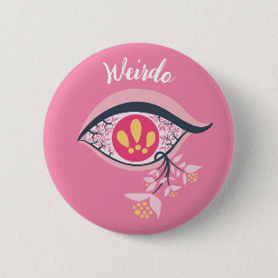 Weirdo Trippy Eye Pink Floral Psychedelic 6 Cm Round Badge