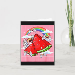 Weirore Aesthetic Kawaii Watermelon Eyes Winged Ey Card