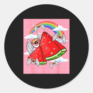Weirore Aesthetic Kawaii Watermelon Eyes Winged Ey Classic Round Sticker