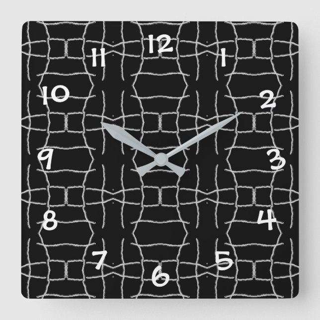 Weiß und Weiß Square Wall Clock (Front)