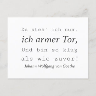Weisse Goethe Zitat So klug als wie zuvor Postcard