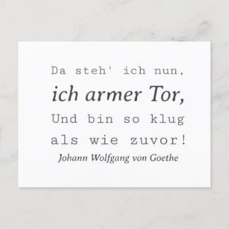 Weisse Goethe Zitat So klug als wie zuvor Postcard