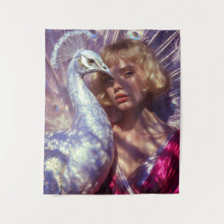 Weißer Pfau und Schönheit in rosa Eleganz Tapestry