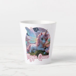 Weißes Einhorn mit Flügeln - Magic Queen Latte Mug