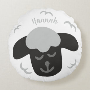 Weißes Schaf - personalisierbares Kinderkissen Round Cushion