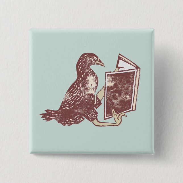 Weka Bird Reading a book 15 Cm Square Badge (Front)