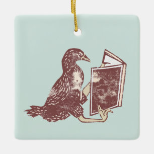 Weka Bird Reading a book Ceramic Ornament